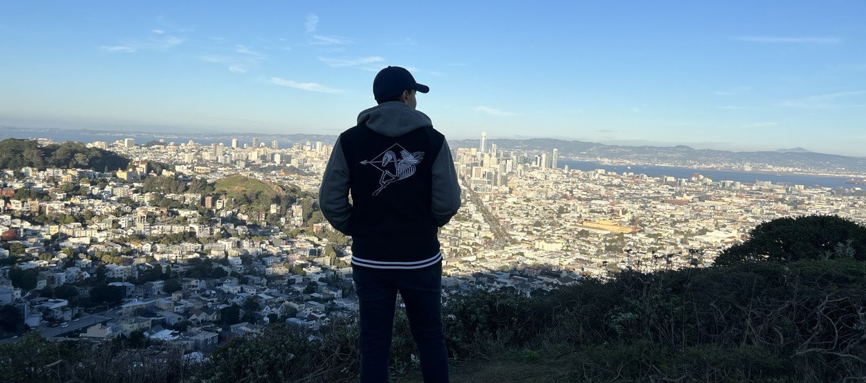 Ali gazing at the San Francisco skyline.